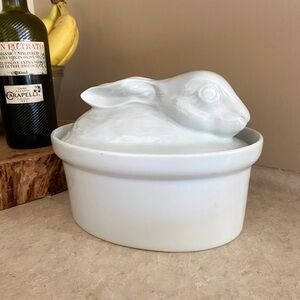 Vintage Apilco France Porcelain Tureen Rabbit Dish